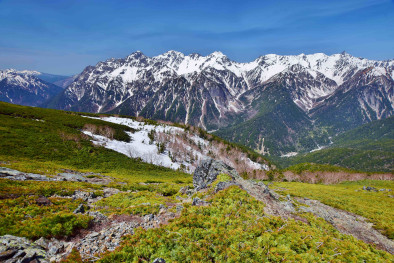 G.W.直後に蝶ケ岳登山の写真。槍・穂高連峰です。