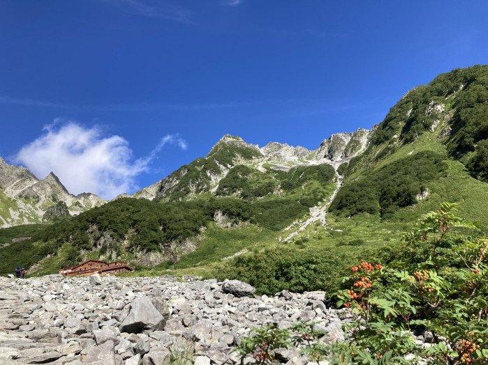 涸沢カールと、涸沢を囲う穂高連峰がくっきり見えました！