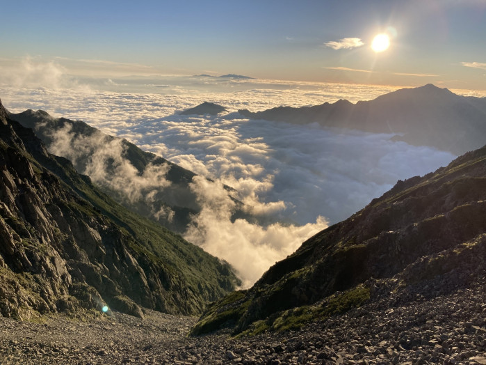 一番奥に見えるのが白山だと、旅人に教わりました