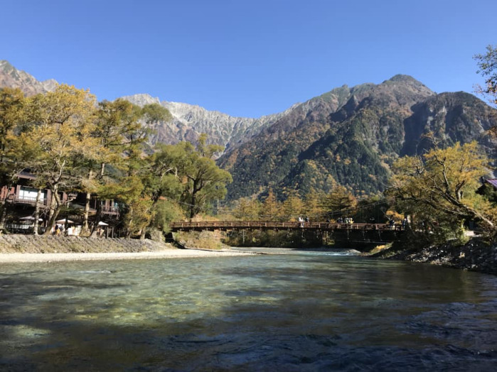 いつみても美しい、河童橋と穂高。