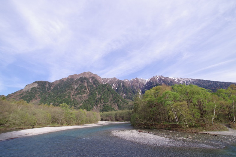 ウエストン碑前から霞沢岳をみて、