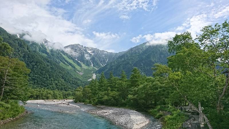 7月22日8時頃に河童橋から撮った穂高です。