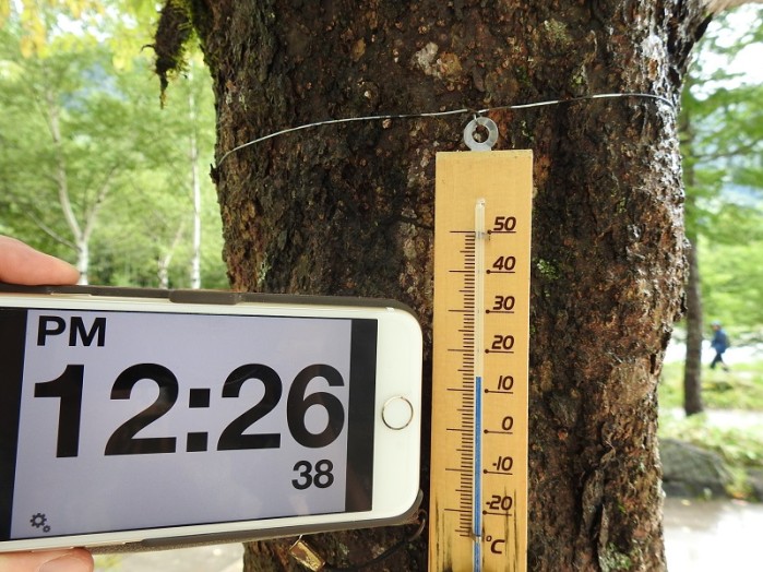 12：30頃のルミエスタホテル前の気温は約14℃でした。